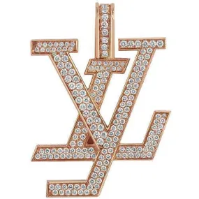 14K Solid Rose Gold Diamond Initial Letter 'LY' Pendant 4.50 Ctw