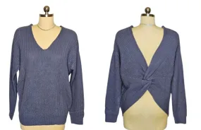 *  *NEW - LOVE TREE SWEATER WITH TWISTED KNOT DEEP V BACK