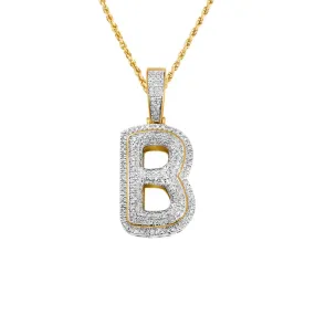 10k Yellow Gold Diamond Letter B Pendant 0.37 Ctw