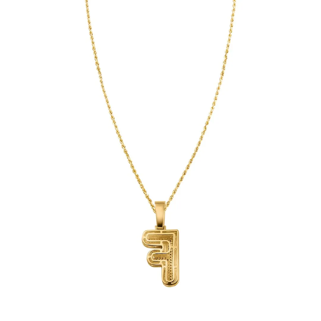 10k Yellow Gold Diamond Letter F Pendant 0.30 Ctw