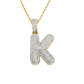 10k Yellow Gold Diamond Letter K Pendant 0.21 Ctw