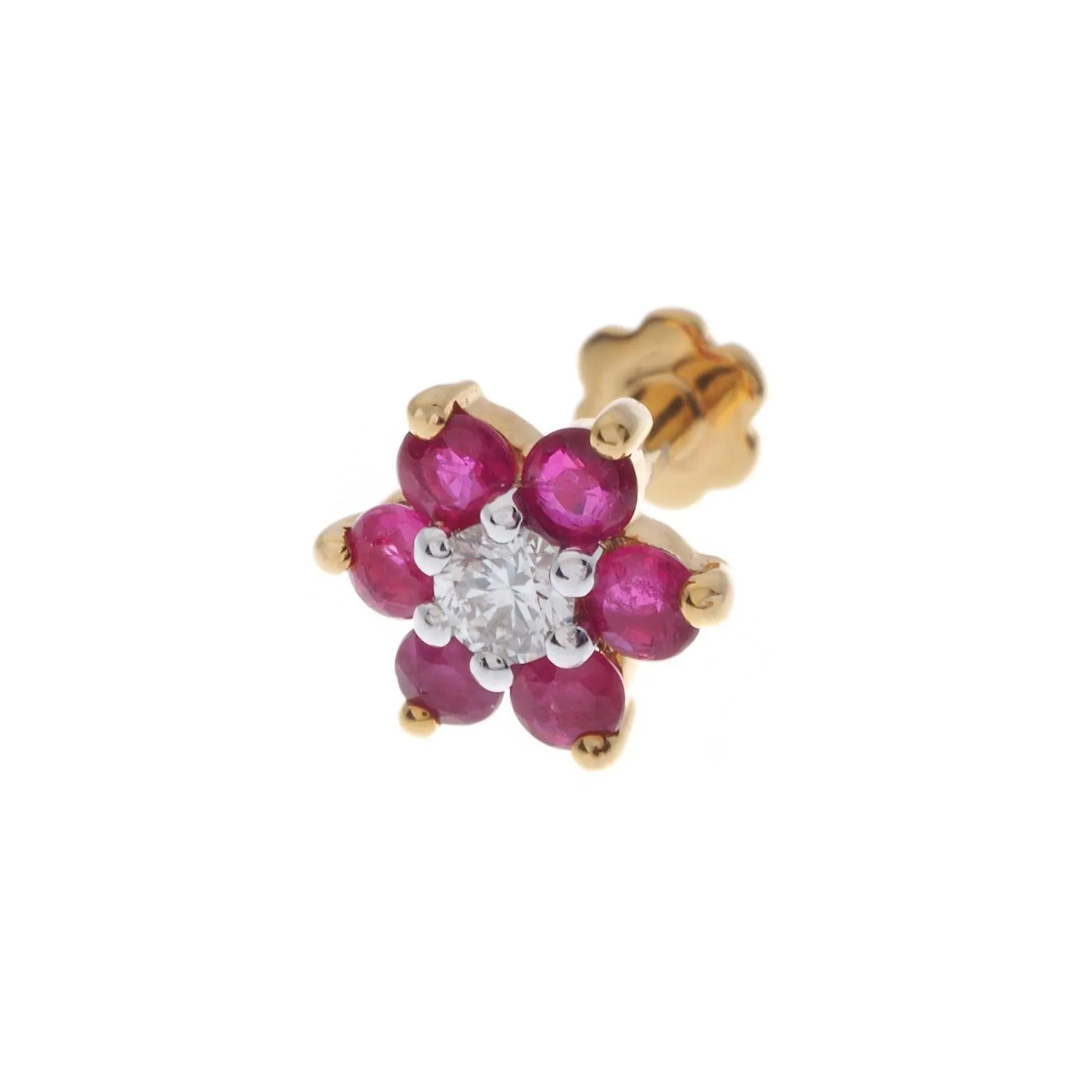 18ct Gold Diamond and Emerald / Sapphire / Ruby / Amethyst / Turquoise Screw Back Nose Stud MCS2656/7/8