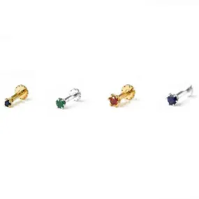 18ct Gold Emerald┋Ruby┋Sapphire Screw Back Nose Stud (0.02ct - 0.40ct)