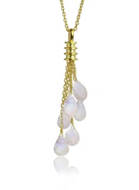 18K Gold Plated Uva Milano Lariat White Moonstone