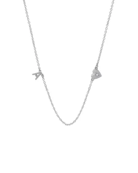 Amour Single Initial Necklace - Sterling Silver