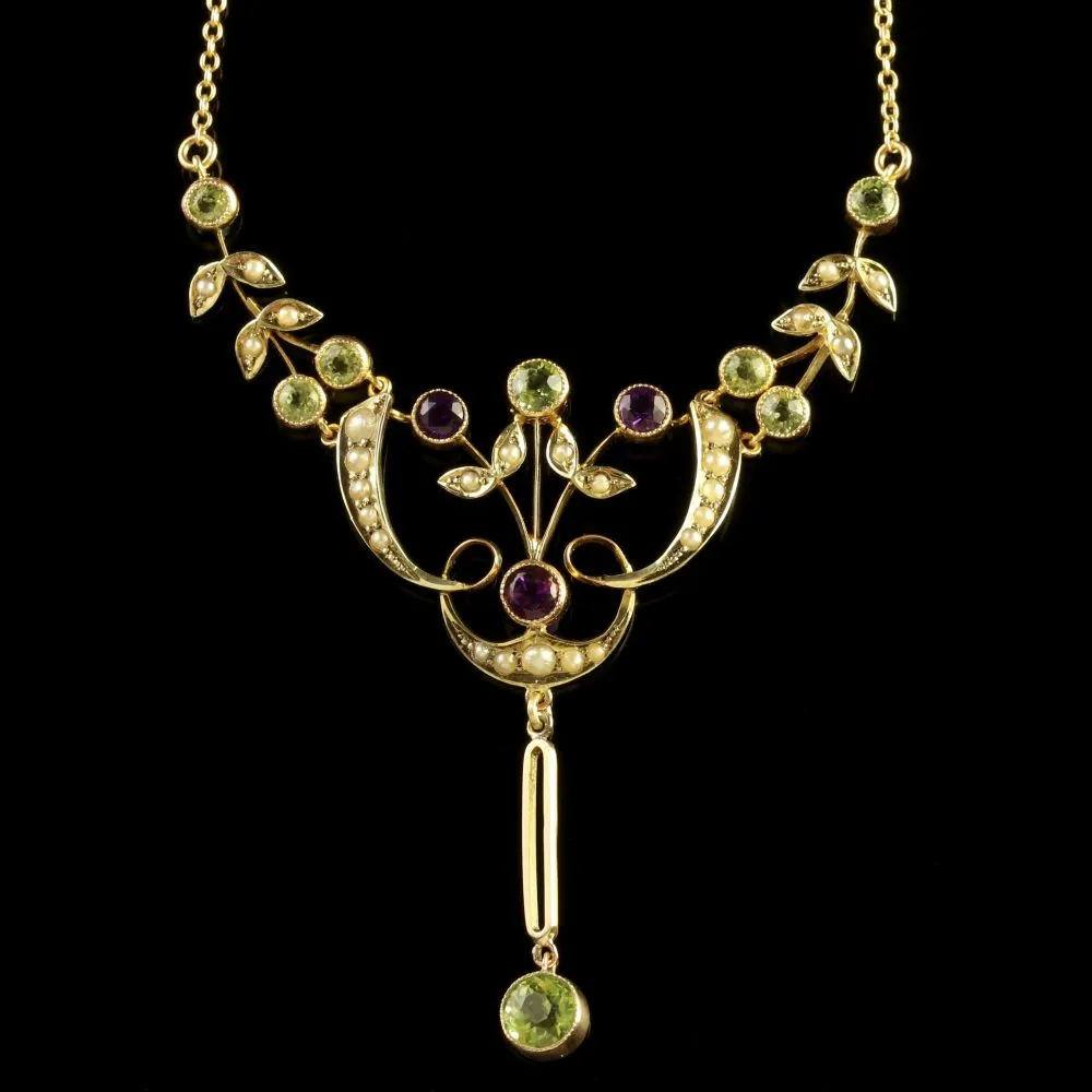 Antique Edwardian Gold Suffragette Necklace Circa 1910