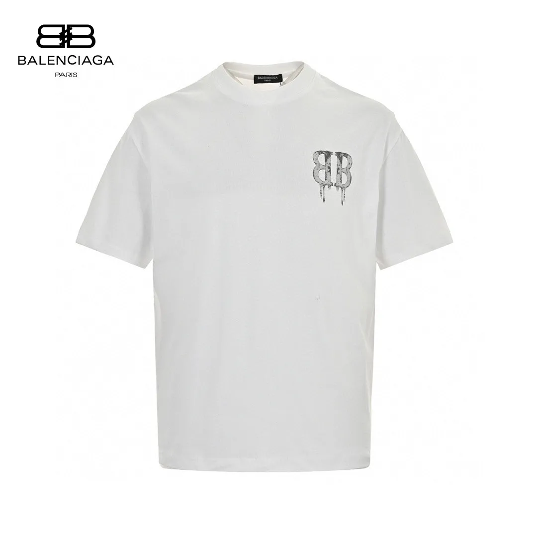 Balenciaga Dripping BB Logo T-Shirt (White)