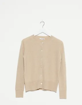 Beige Cashmere Crew Neck Cardigan