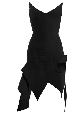 black asymmetric bustier dress