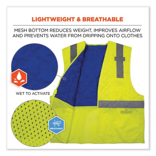 Chill-its 6668 Class 2 Hi-vis Safety Cooling Vest, Polymer, Medium, Lime