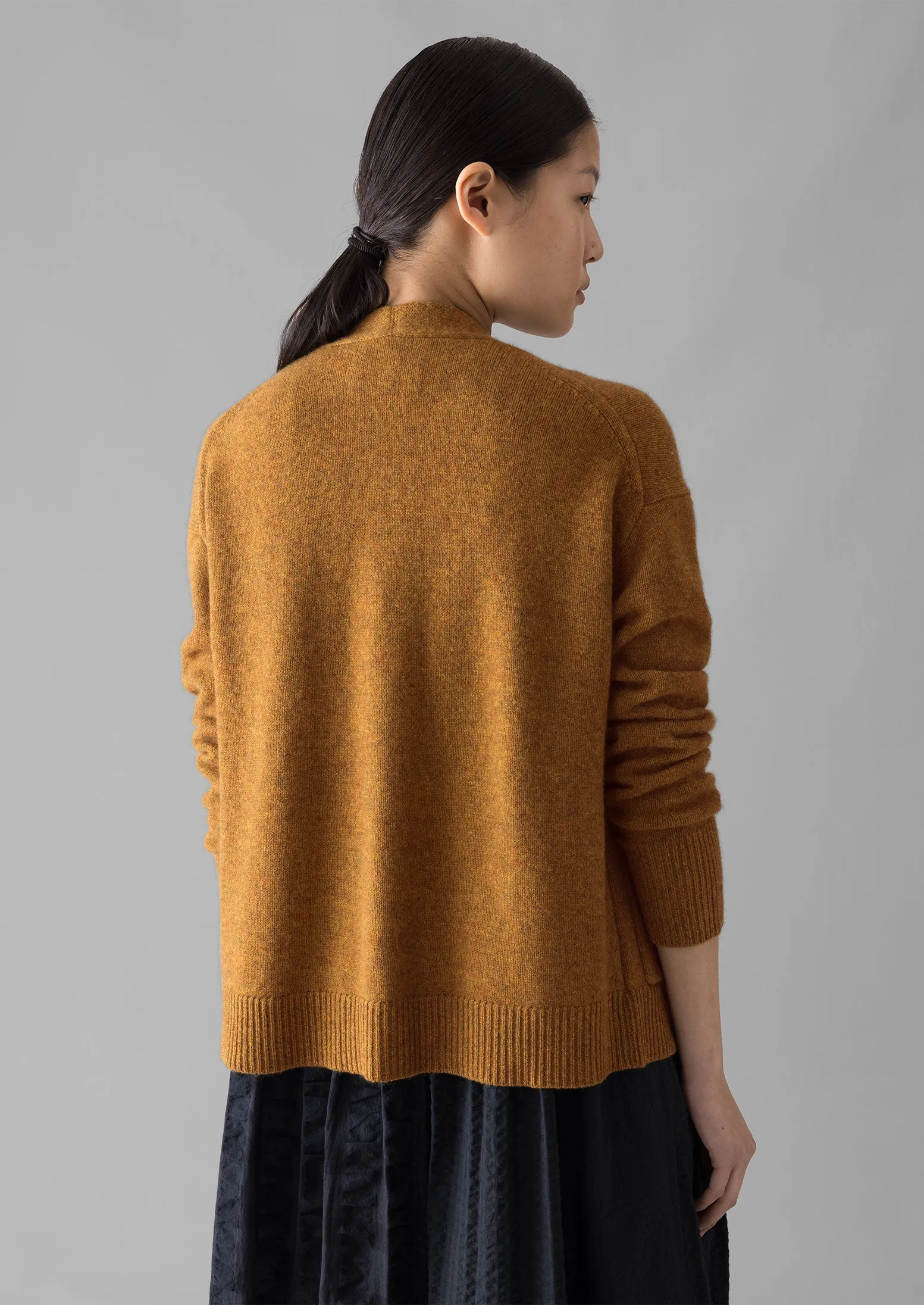 Ffion Wool Cashmere Boxy Cardigan | Turmeric