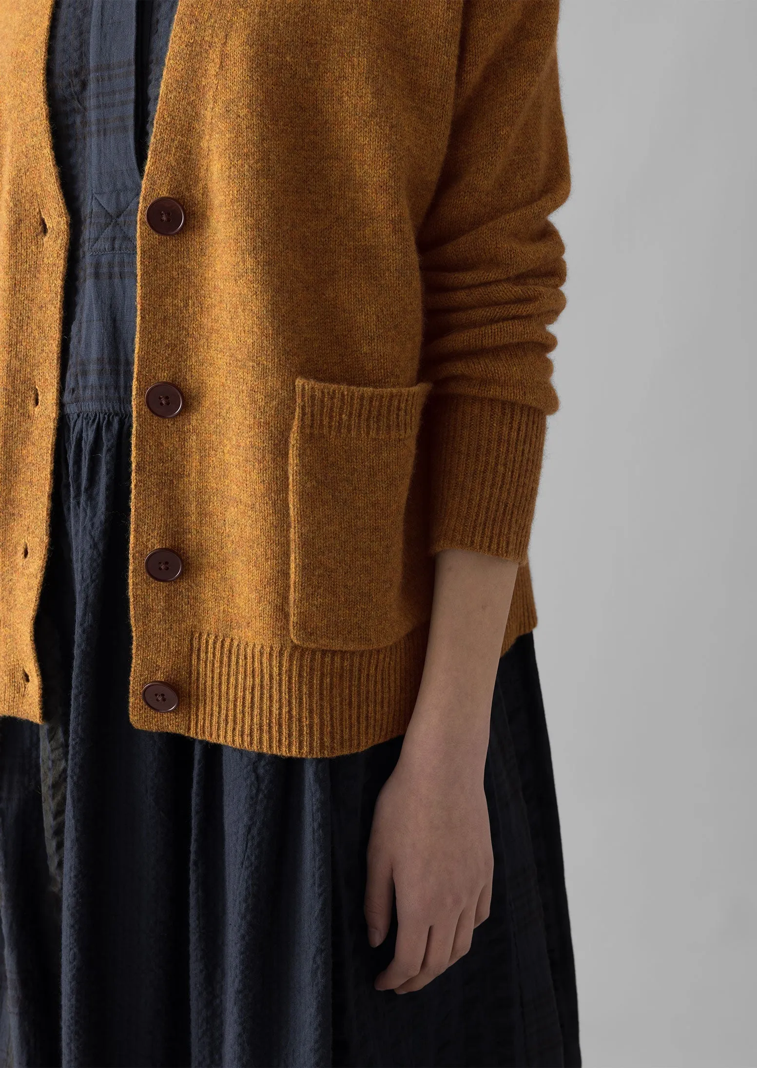 Ffion Wool Cashmere Boxy Cardigan | Turmeric