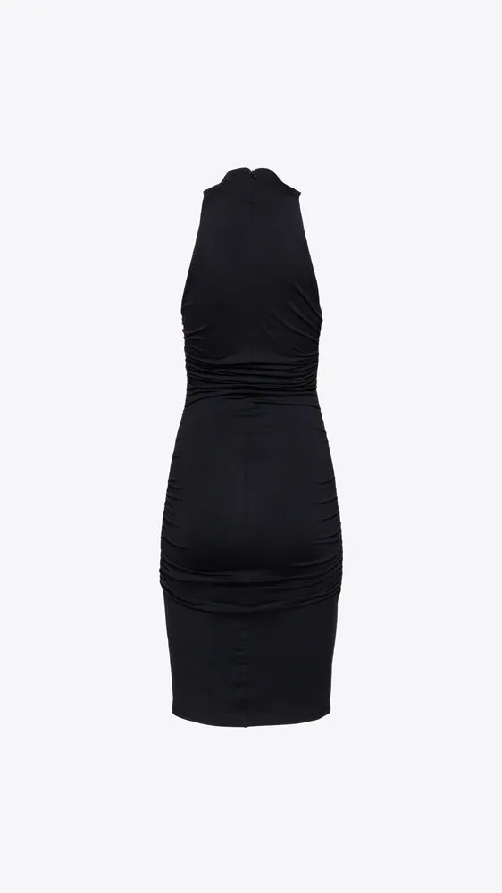 Halter Cross Front Mock 18” Dress - Black