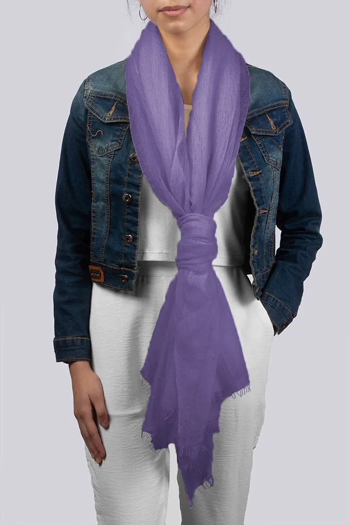 Handwoven Pure Cashmere Scarf Shawl in Lavender