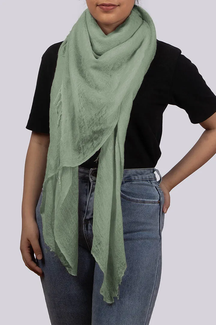 Handwoven Willow Green Cashmere Scarf Shawl Wrap