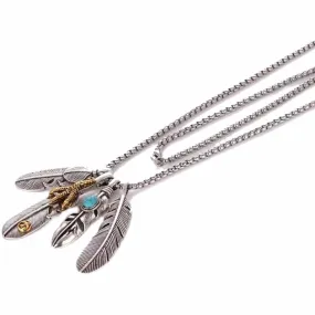 Hip Hop Eagle Claw Feather Necklace in Sterling Silver