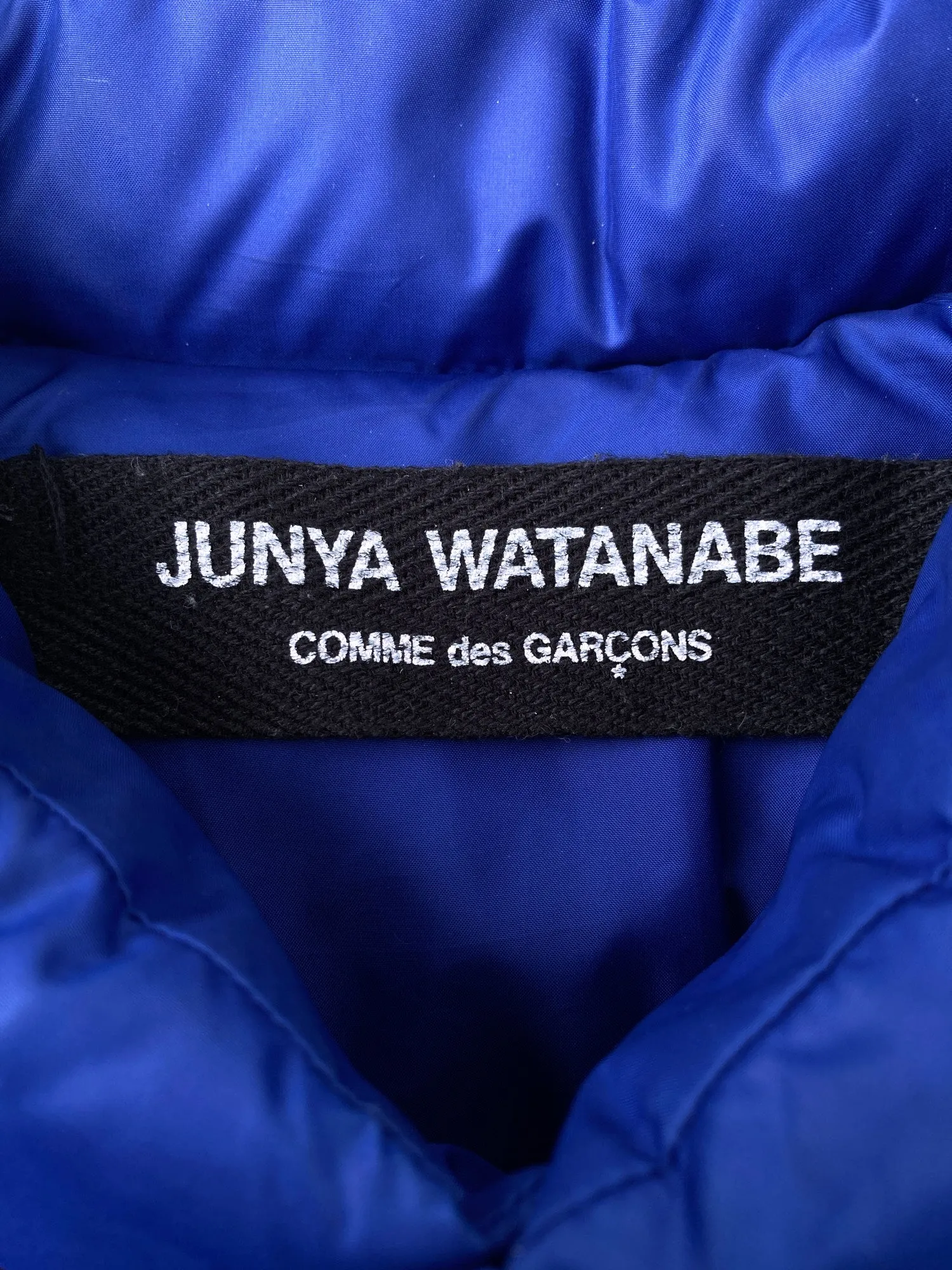 Junya Watanabe Comme des Garcons AW2007 blue poly tape detail puffer jacket