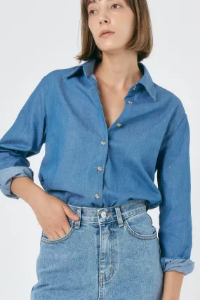 Luna Ruched Denim Shirt