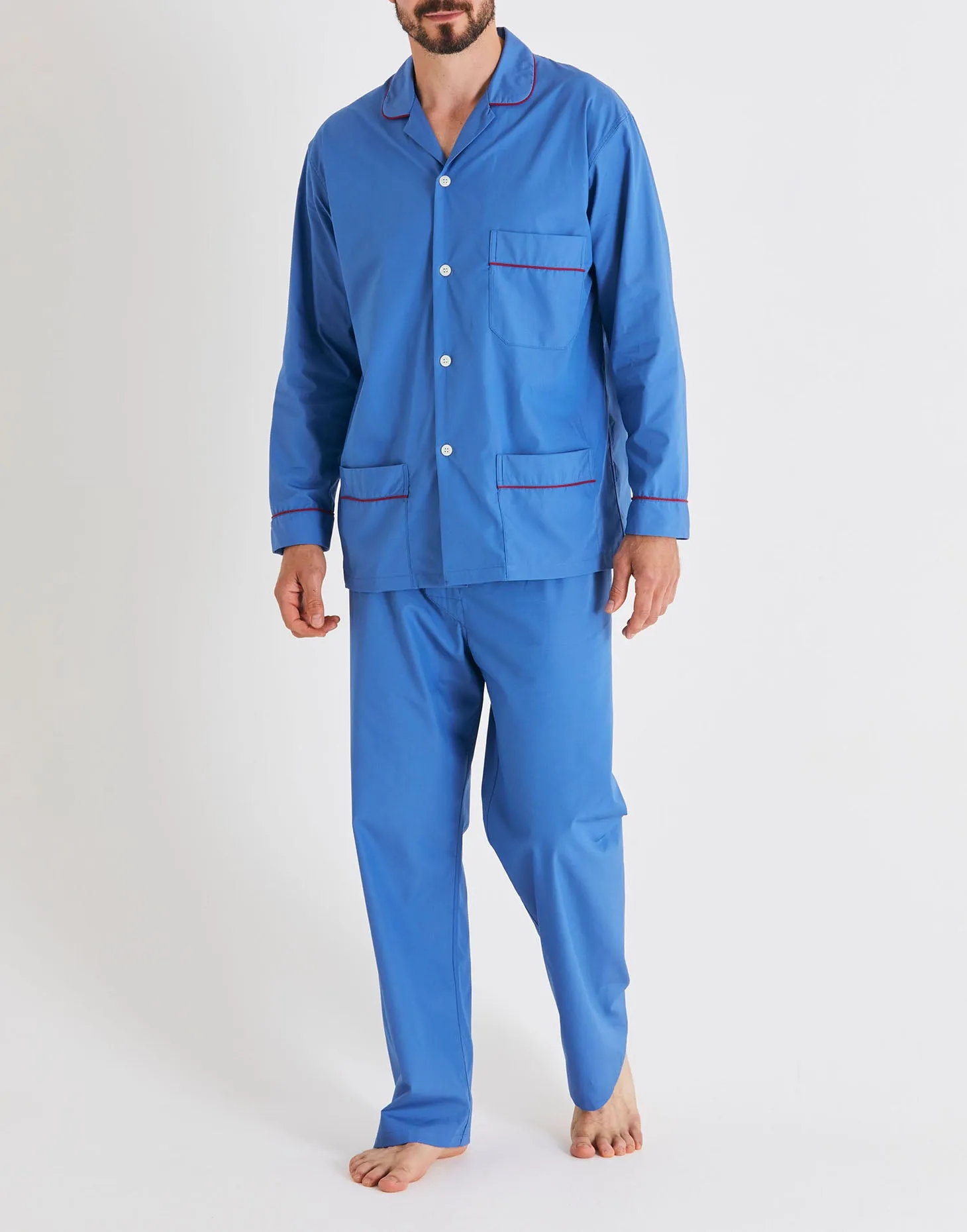 Men's Crisp Cotton Pyjama Set – Contemporary Blue