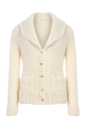 Moses Knit Cardigan in Ivory Welfat Cashmere