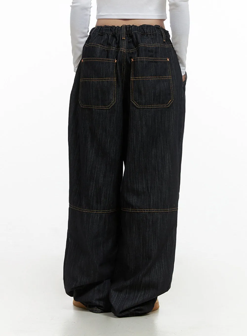 Nixie Casual String-Tie Waist Baggy Jeans CS430