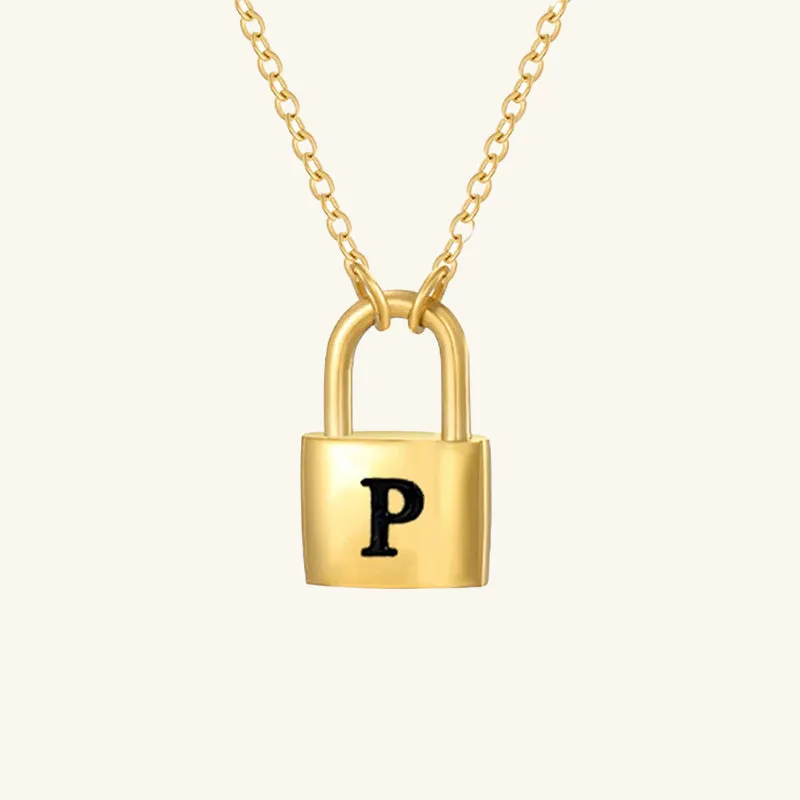 Padlock Initial Necklace