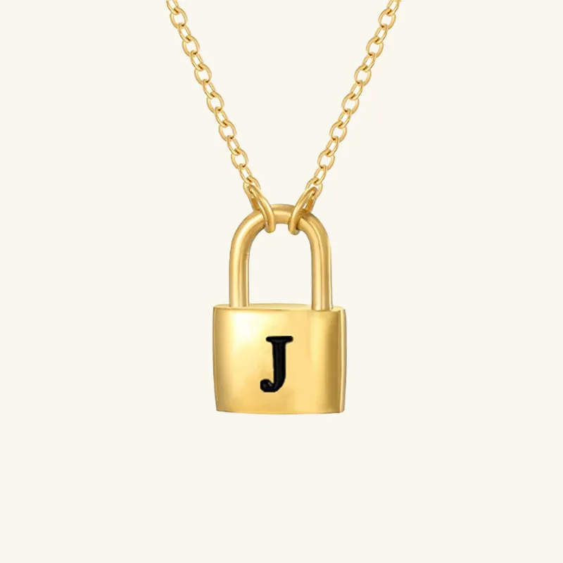 Padlock Initial Necklace