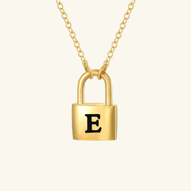 Padlock Initial Necklace