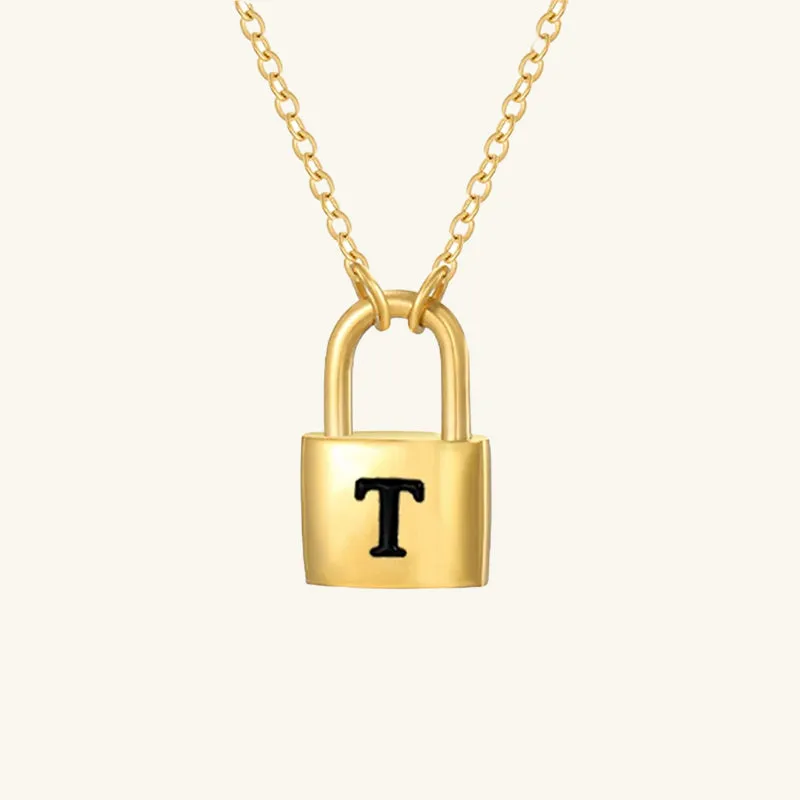 Padlock Initial Necklace