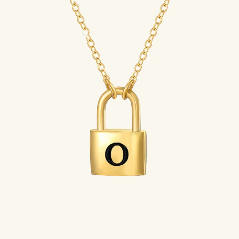 Padlock Initial Necklace