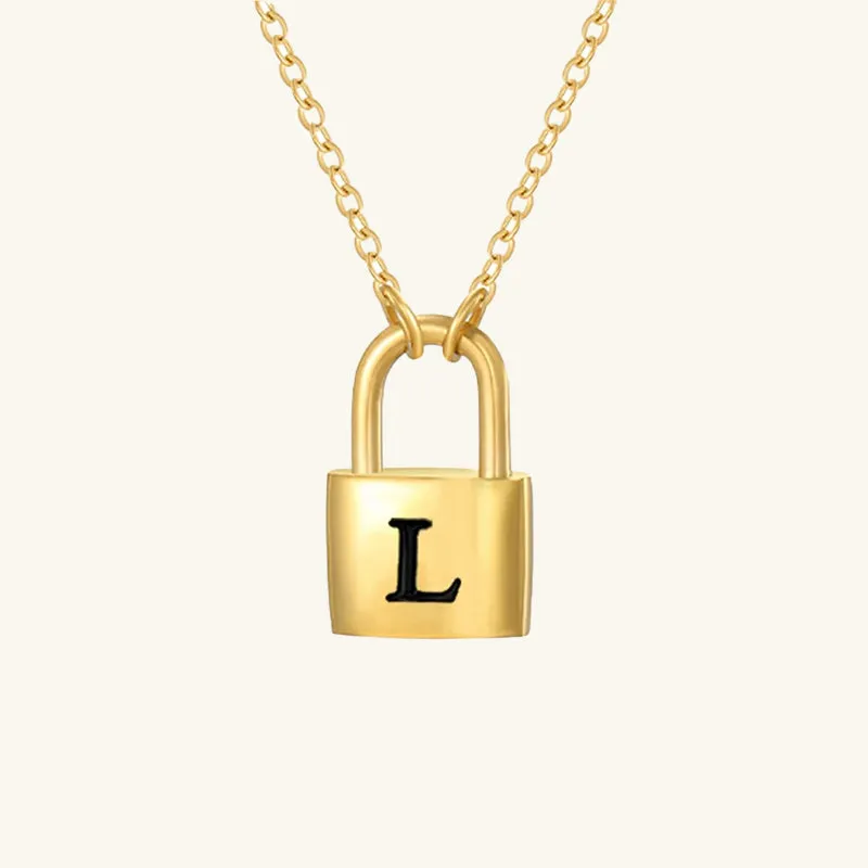 Padlock Initial Necklace