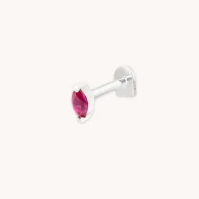 Pink Sapphire Marquise Piercing Stud in Solid White Gold