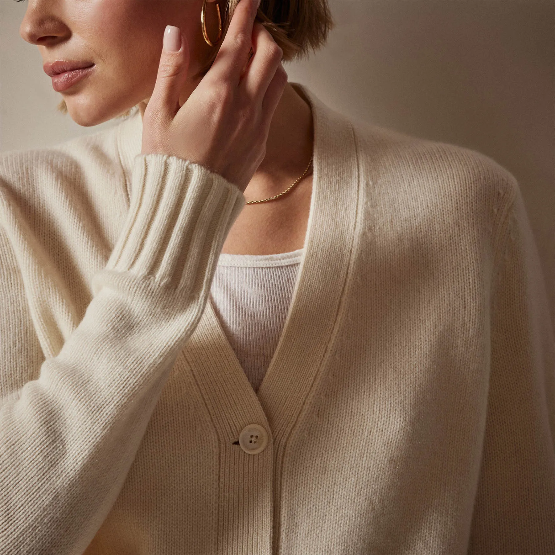 Shrunken Recycled Cashmere Cardigan - Ivory