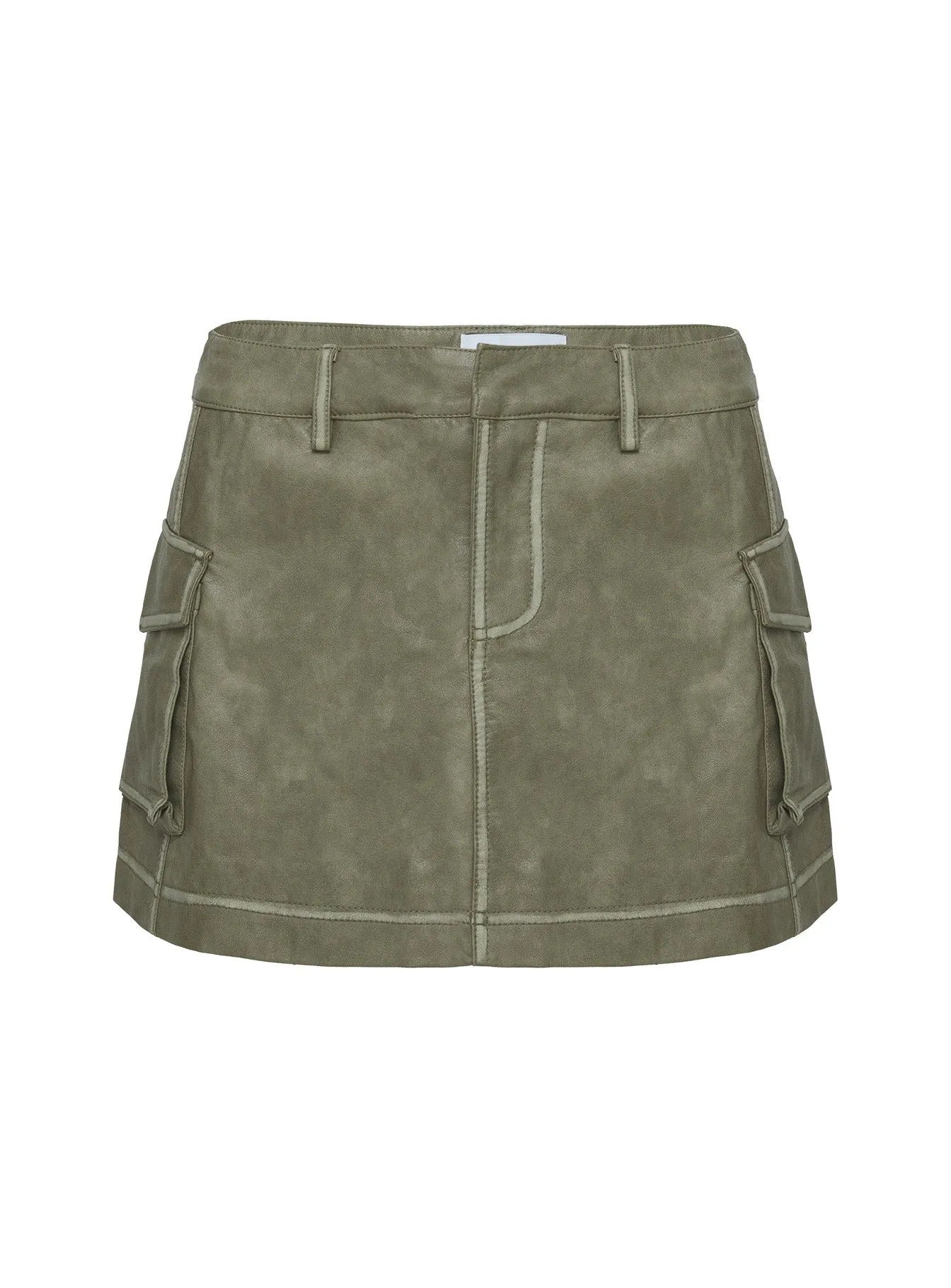 Tanza Faux Leather Mini Skirt Green