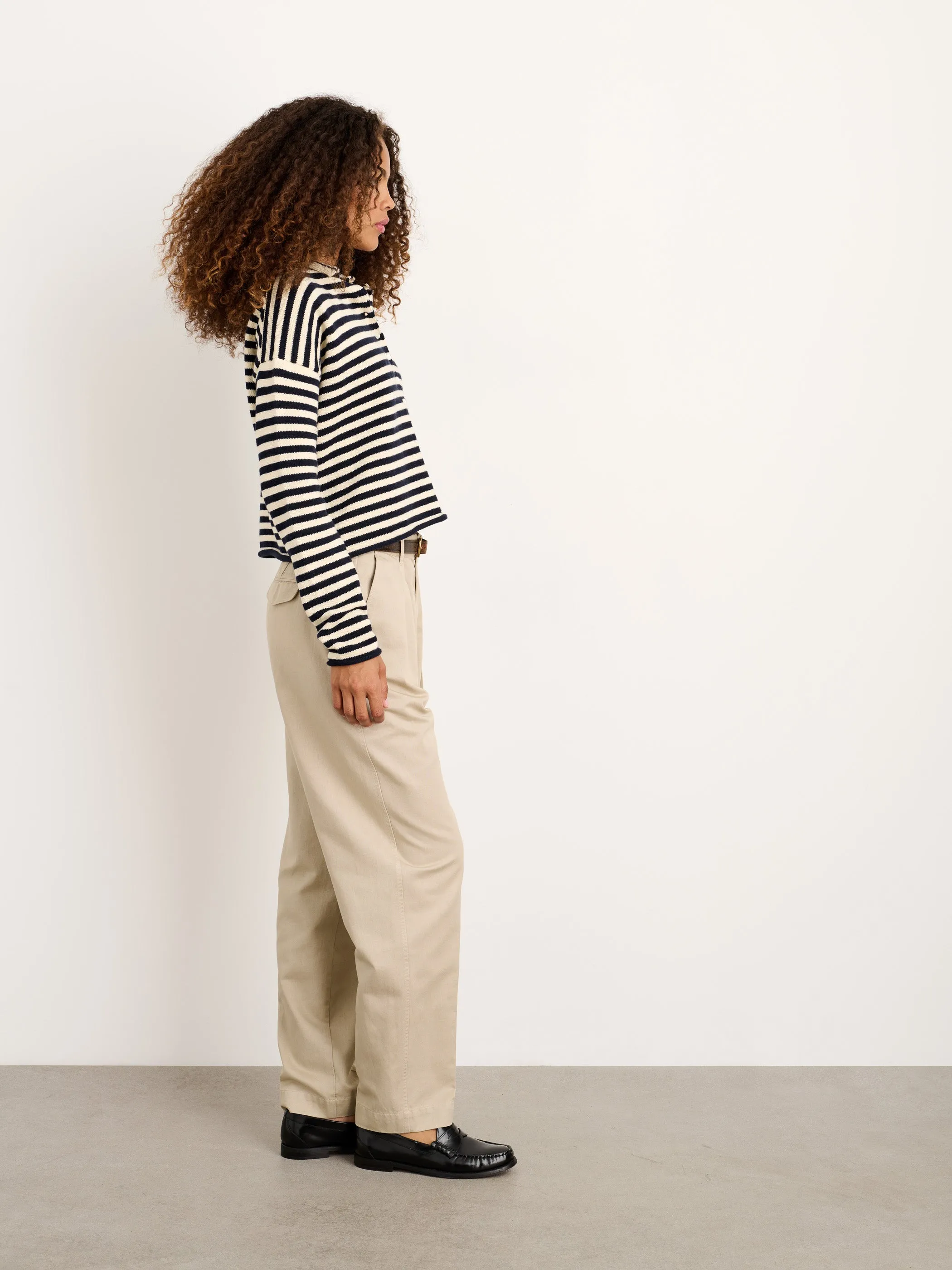 Taylor Striped Cardigan in Cotton Cashmere