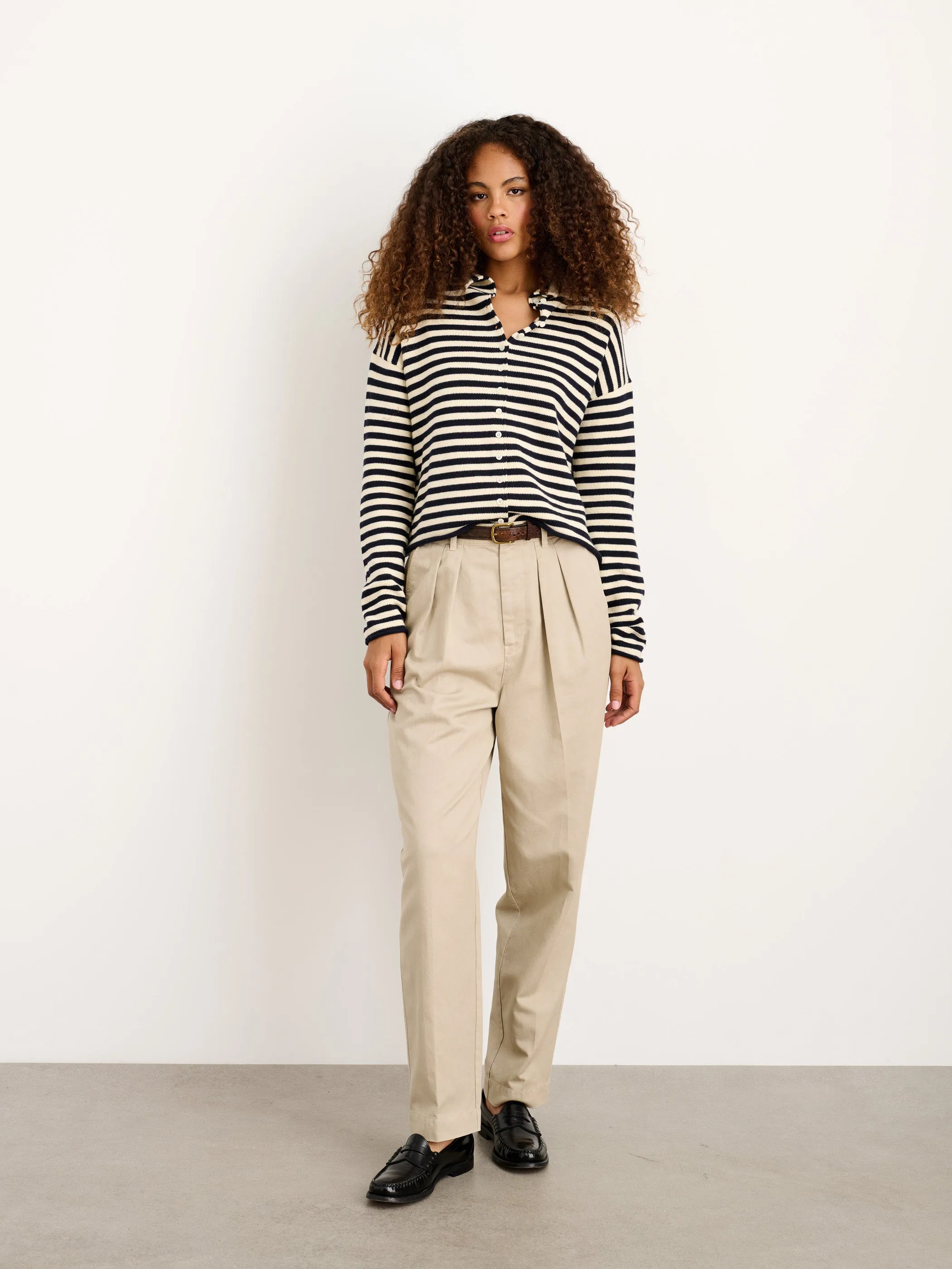 Taylor Striped Cardigan in Cotton Cashmere