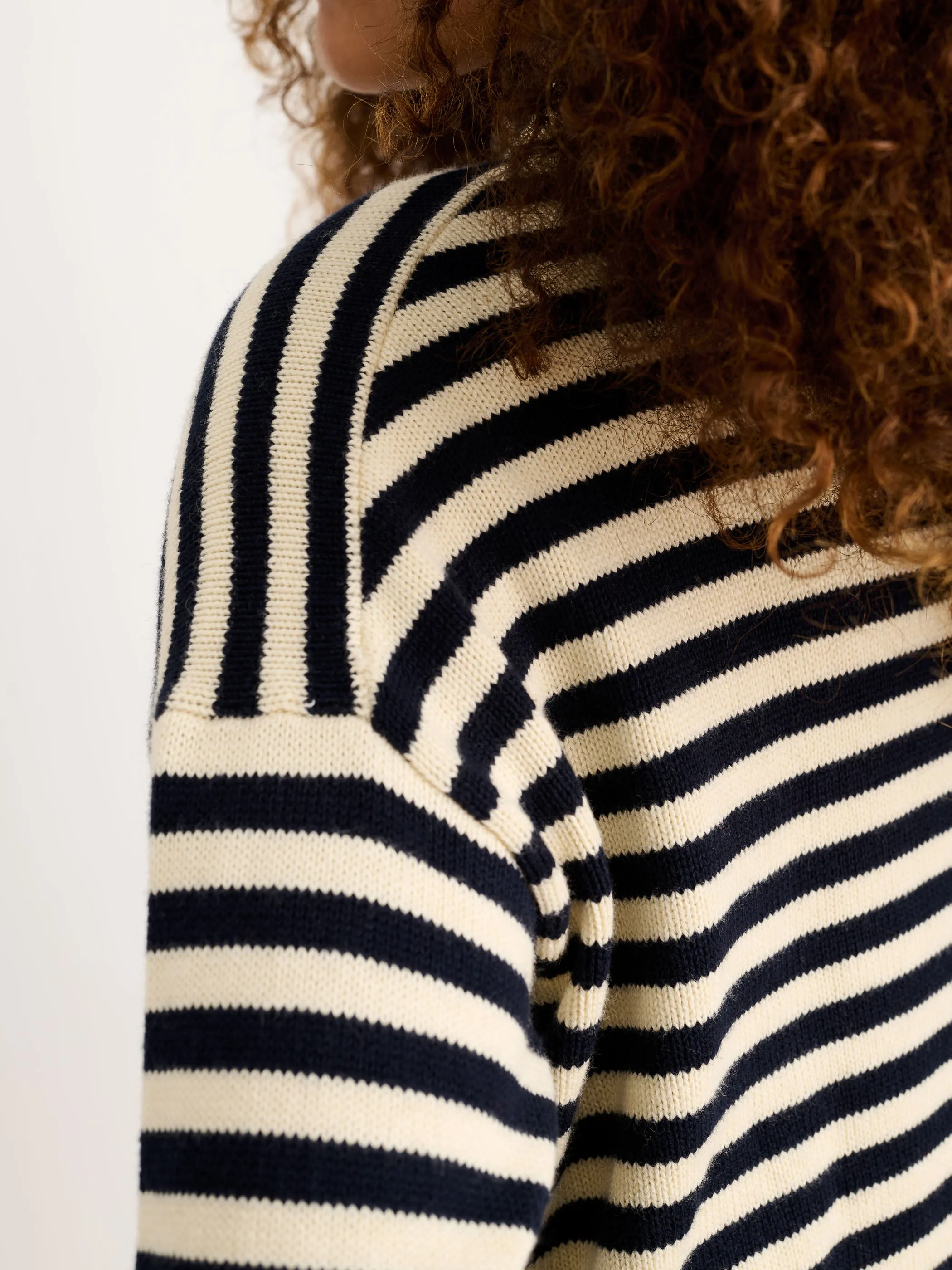 Taylor Striped Cardigan in Cotton Cashmere