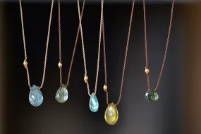 Tourmaline or Apatite and 18K Bead Necklace