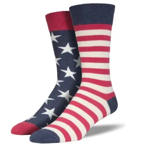 USA Mismatched Flag Men’s King Size Crew Sock