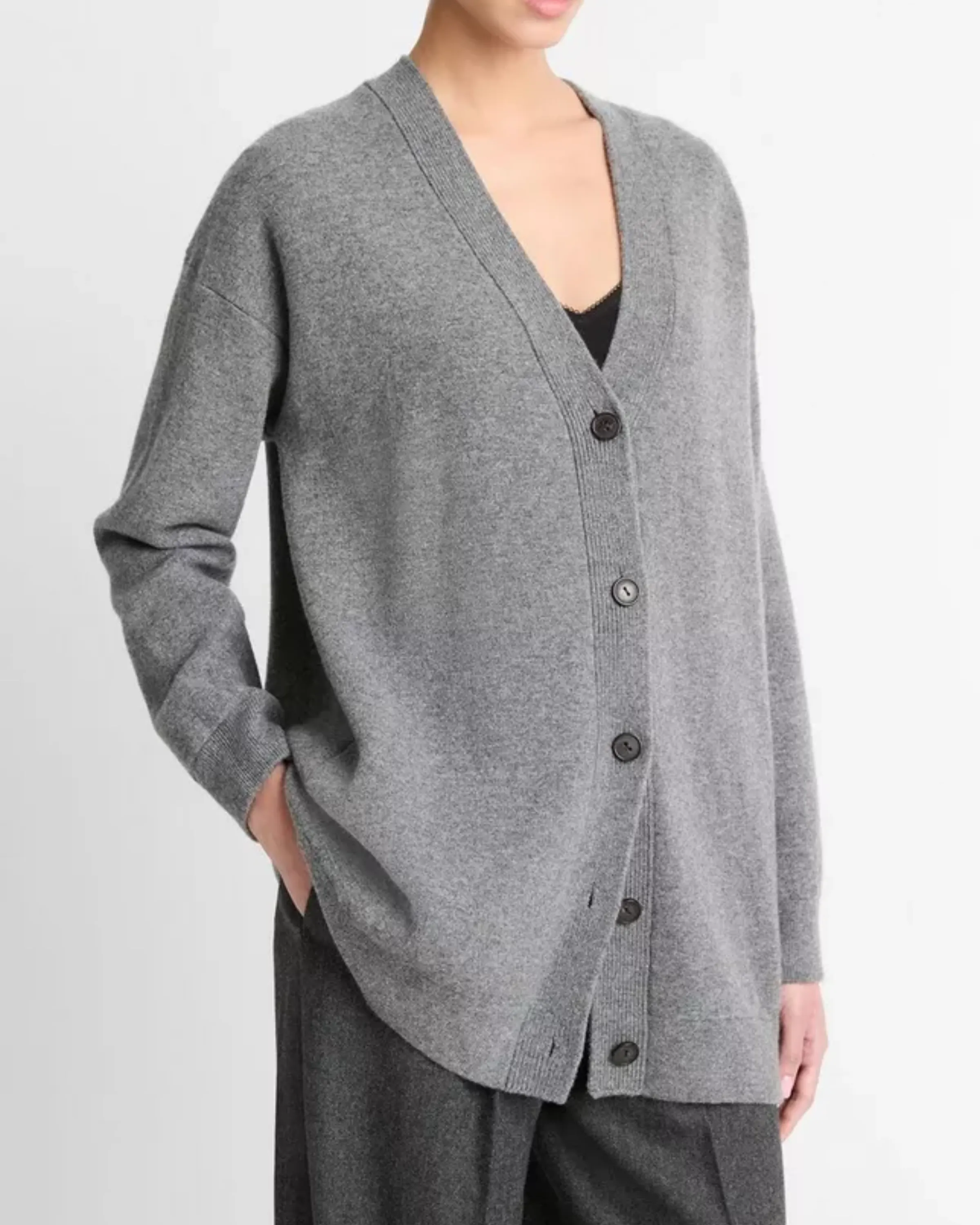 Vince Oversized Double Knit Cardigan in Flint